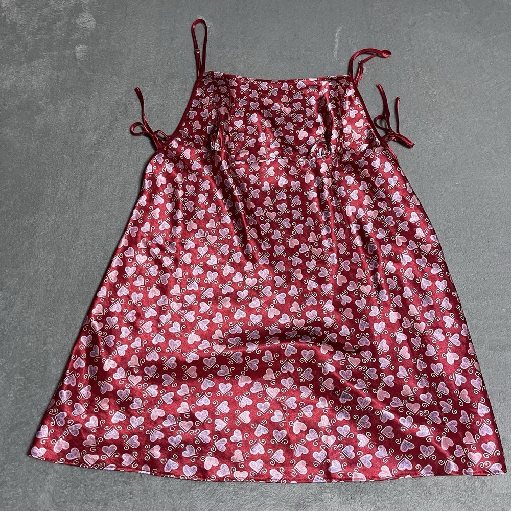 Vintage Kathryn Nightgown Womens Large Red Heart Spaghetti Strap Y2K Romantic‎